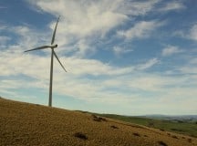 Wind turbine on hill