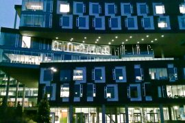 Carnegie Mellon University (Gates-Hillman Complex) at night - Green chemistry
