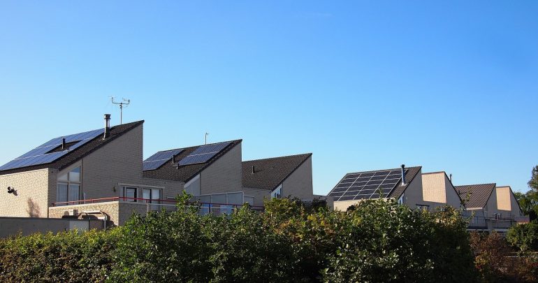 Solar panels on row of houses in Netherlands - Solar in the U.S.
