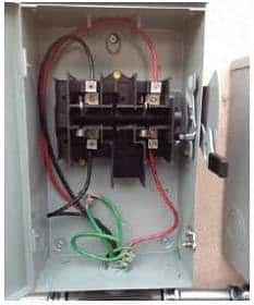 Inside view of DC disconnect switch - Grid-tied and off-grid solar systems