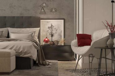 bedroom with grey wallpaper - tired of paint - try these sustainble wall covering options instead