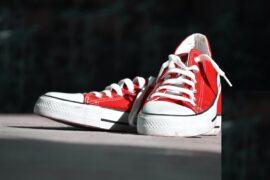 red sneakers - types of vegan footwear that are growing in popularity